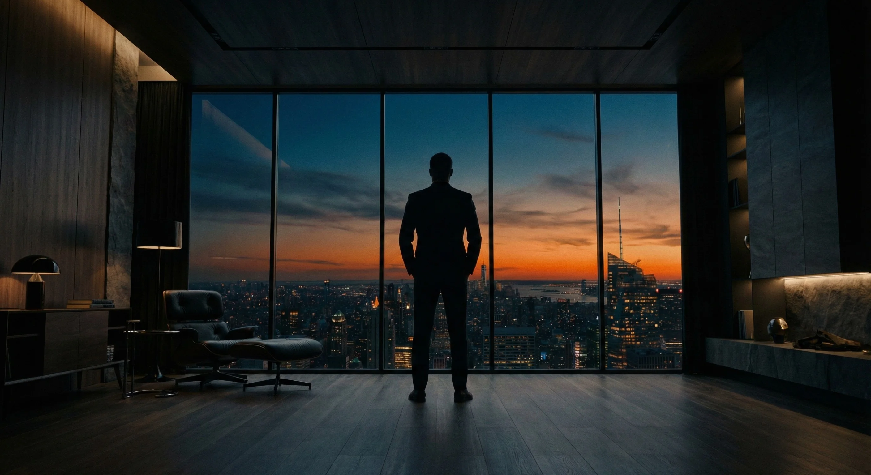 Executive overlooking city skyline - Digital Fortress Architecture